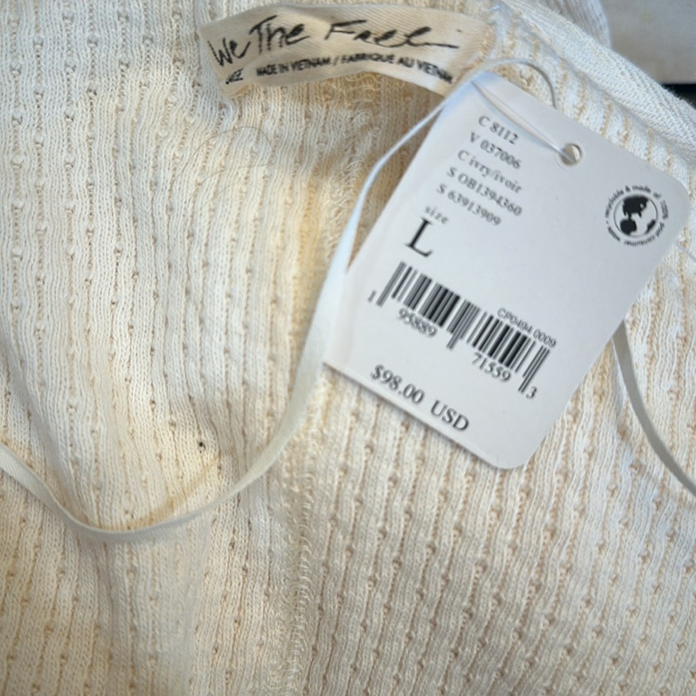 Free people Ivory pull-over stretch top - size L - Picture 6 of 6
